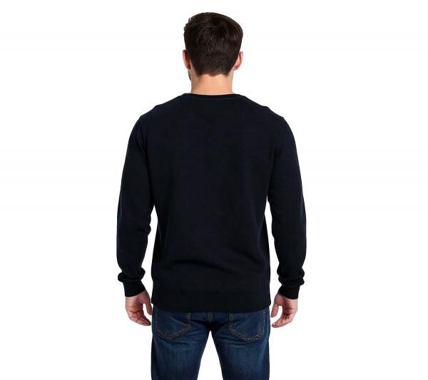 HACKETT LONDON GOLF Men's Cotton Sweater, Knitted Sweater with V-Neck, Long-Sleeve Shirt HMX500F Black