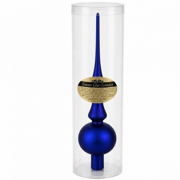 Weihnachtsbaumspitze aus Glas, blau, 27 cm