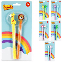 Kugelschreiber mit Tiermotiven, 19 cm, 6er-Set (gemischt), 2er-Set