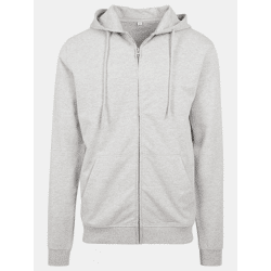 lässiger Build Your Brand Herren Hoodie Stretch Taschen Rippbündchen mit Baumwolle Grau