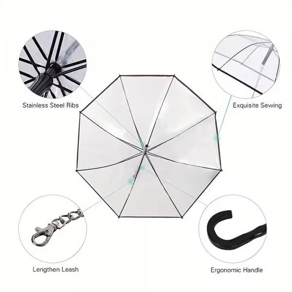 [PREISSENKUNG] PawBrella – Verstellbarer Hundeschirm mit integrierter Leine | Transparente, wasserdichte Schutzhülle für kleine Hunde
