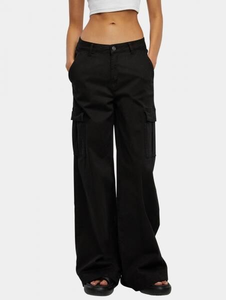 stylische URBAN CLASSICS Damen Jeans Stretch Rei&szlig;verschluss Taschen mit Baumwolle Schwarz
