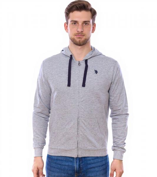 U.S. POLO ASSN. Herren Sweat-Jacke mit Kapuze Baumwoll-Jacke Pullover 162 62510 52191 282 Grau