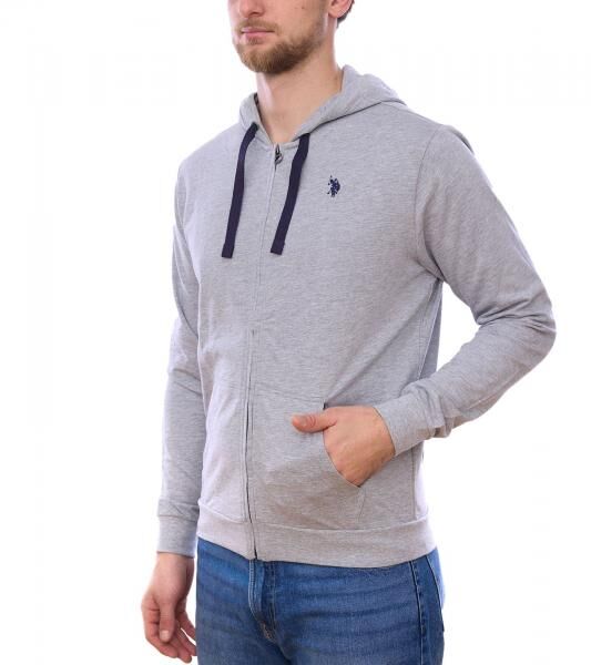 U.S. POLO ASSN. Herren Sweat-Jacke mit Kapuze Baumwoll-Jacke Pullover 162 62510 52191 282 Grau