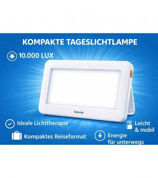 beurer TL 20 Tageslichtlampe Lichtst&auml;rke von 10.000 Lux kompakt f&uuml;r unterwegs Lichttherapie 16,5 x 8,5cm Wei&szlig;