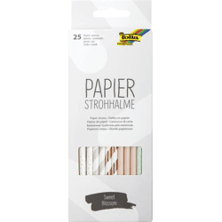FOLIA - Papierstrohhalme GLOWY MAGIC, 25 Stück sortiert-19,7cm, Ø6mm