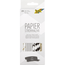 FOLIA - Papierstrohhalme LET'S GLAM, 25 Stück sortiert-19,7cm, Ø6mm