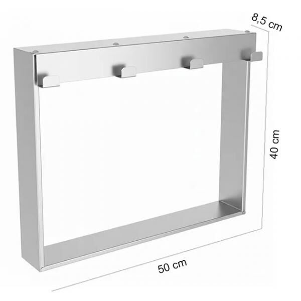 FrameRack WHITE Hängendes Duschregal mit Haken – Bad-Organizer aus Edelstahl