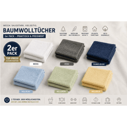 sensationeller Preis: Baumwolltücher, 2er Pack, 20x20 cm