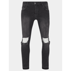 stylische 2Y Premium Herren Jeans Skinny Fit Stretch Reißverschluss mit Baumwolle Schwarz