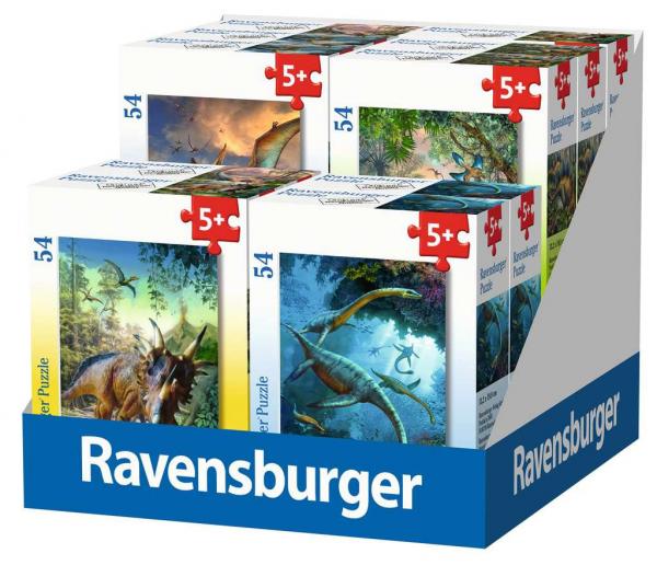 Verkaufskassette - Dinosaurier - Minipuzzles 54 Teile 12-fach sortiert