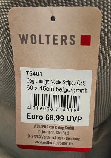 3 x Hundebett Wolters Dog Lounge Noble Stripes Gr. S außen 60x45x20 braun o. grau