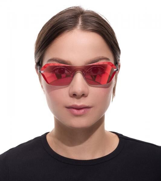 adidas Sonnen-Brille Damen mit roten Gl&auml;sern und roten B&uuml;geln UVA & UVB Schutz Freizeit-Brille OR0015 0068U Rot