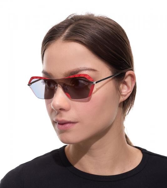 adidas Sonnen-Brille Damen mit roten Gl&auml;sern und roten B&uuml;geln UVA & UVB Schutz Freizeit-Brille OR0015 0068U Rot