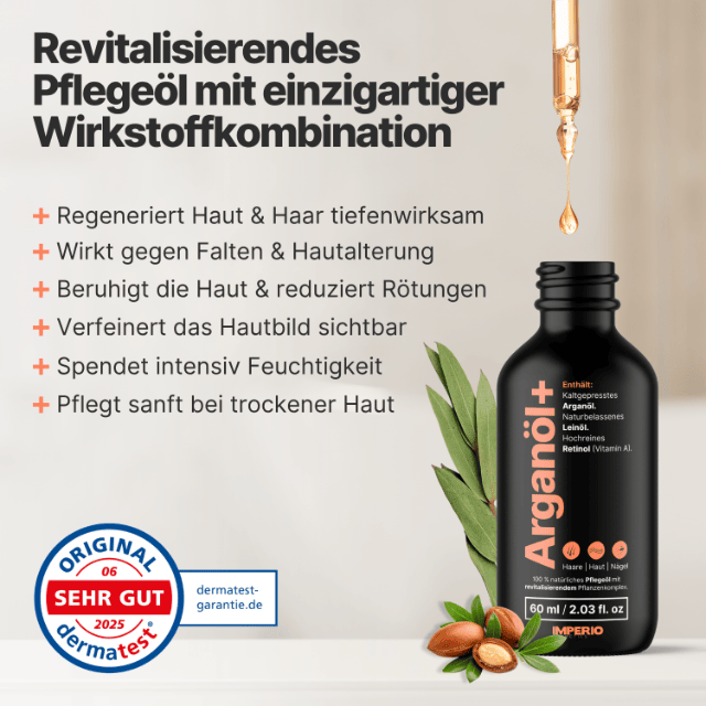 Arganöl+ für maximale Pflegewirkung von Haaren, Haut und Nägeln 