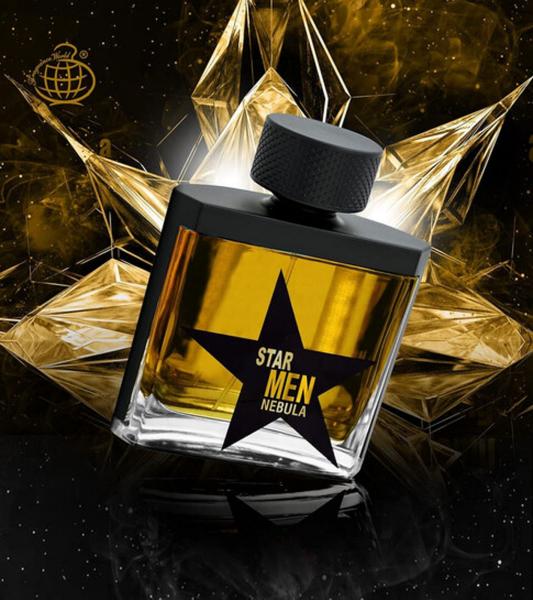 Fragrance World Star Men Nebula Herren Eau de Parfum Amber-Holz-Duft mit fruchtiger Frische K&ouml;rper-Duft Parf&uuml;m 100ml Schwarz