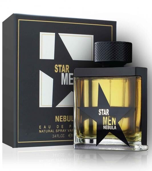 Fragrance World Star Men Nebula Herren Eau de Parfum Amber-Holz-Duft mit fruchtiger Frische K&ouml;rper-Duft Parf&uuml;m 100ml Schwarz