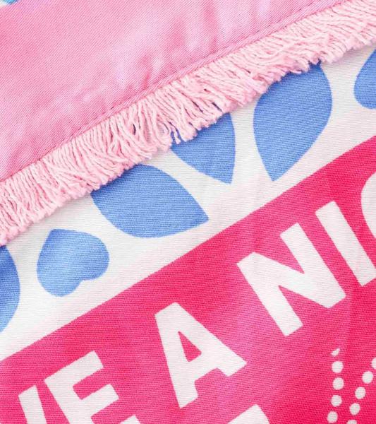 ZWILLINGSHERZ Smile and Shine Dreiecks-Tuch mit Blumenmuster und Fransen Mode-Tuch 3014D-3010-84 Pink/Blau/Wei&szlig;