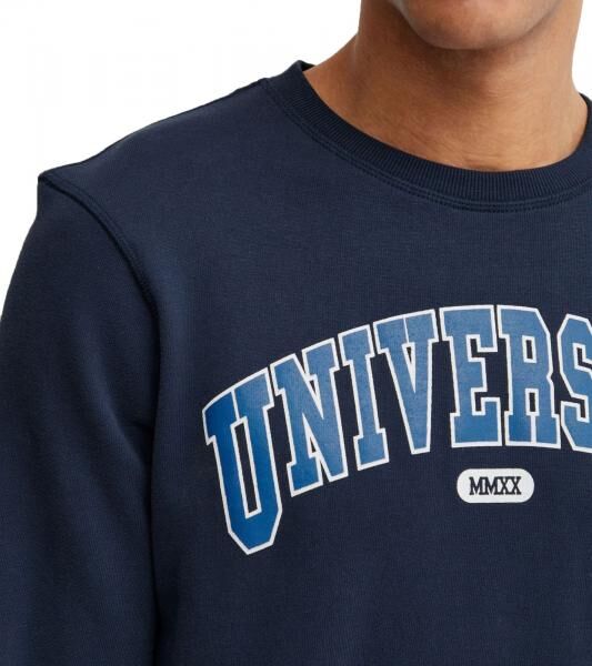 11 PROJECT Davin Herren Sweater mit UNIVERSITY Frontprint Baumwoll-Sweatshirt 20715943 194024 Dunkelblau