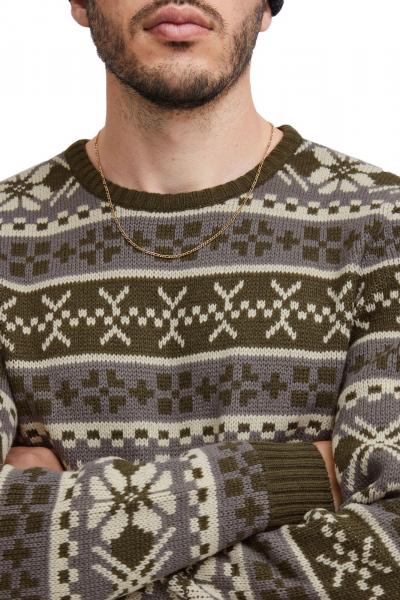 11 PROJECT PRPasco Herren Strick-Pullover mit Wollanteil Langarm-Shirt 20716671 190414 Blau/Wei&szlig;/Schwarz