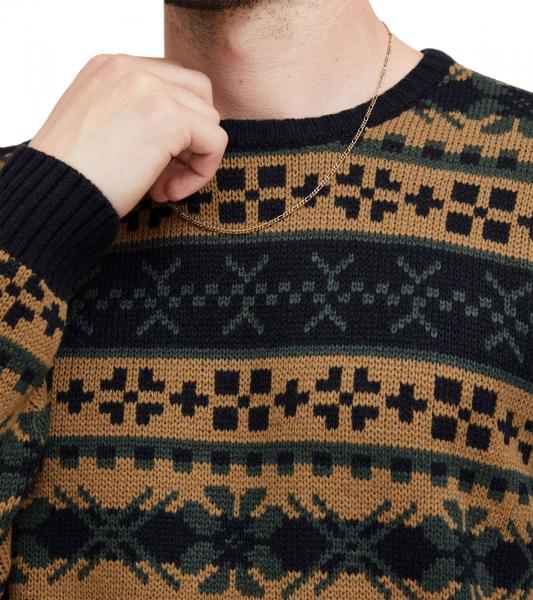 11 PROJECT PRPasco Herren Strick-Pullover mit Wollanteil Langarm-Shirt 20716671 194007 Beige/Schwarz/Gr&uuml;n