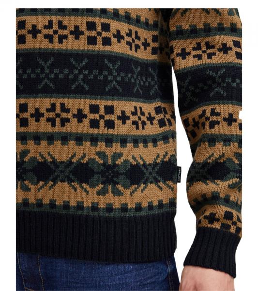 11 PROJECT PRPasco Herren Strick-Pullover mit Wollanteil Langarm-Shirt 20716671 194007 Beige/Schwarz/Gr&uuml;n