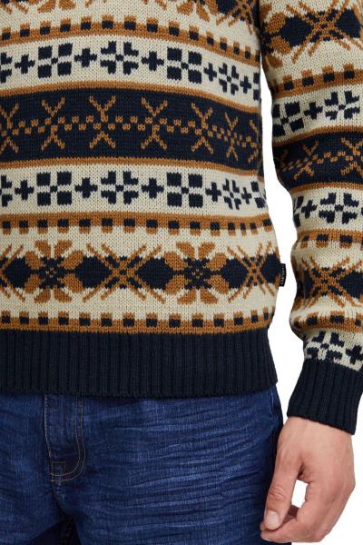 11 PROJECT PRPasco Herren Strick-Pullover mit Wollanteil Langarm-Shirt 20716671 194024 Wei&szlig;/Navy/Beige