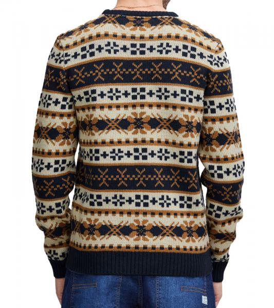 11 PROJECT PRPasco Herren Strick-Pullover mit Wollanteil Langarm-Shirt 20716671 194024 Wei&szlig;/Navy/Beige