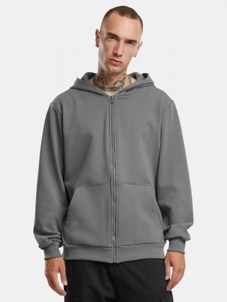 bequemer Urban Classics Herren Hoodie Stretch Rei&szlig;verschluss Rippb&uuml;ndchen mit Baumwolle Grau