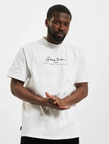 bequemes Sean John Herren T-Shirt 250 g/m&sup2; mit Baumwolle Wei&szlig;