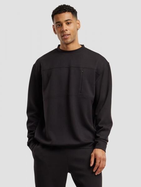 bequemes Urban Classics Herren Sweatshirt Stretch Rei&szlig;verschluss Rippb&uuml;ndchen Schwarz