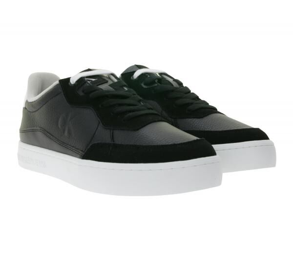 Calvin Klein Sneaker modische Echtleder-Schuhe mit Logo auf den Au&szlig;enseiten elegante Turn-Schuhe YM0YM01153 0GM Schwarz