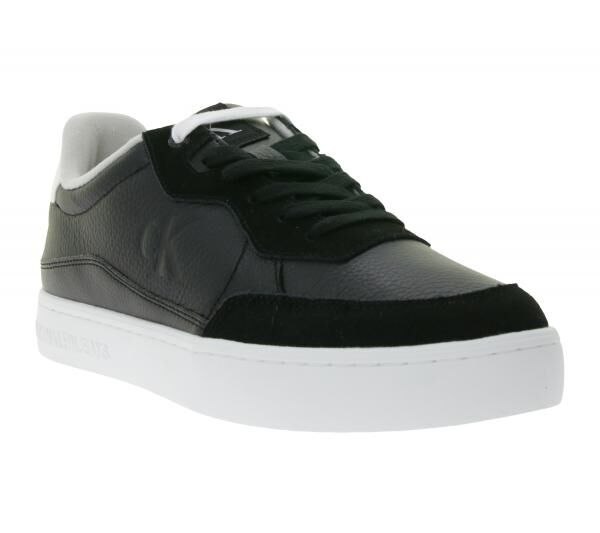 Calvin Klein Sneaker modische Echtleder-Schuhe mit Logo auf den Au&szlig;enseiten elegante Turn-Schuhe YM0YM01153 0GM Schwarz