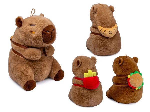 Capybara mit Snackrucksack - Pl&uuml;schtiere 3-fach sortiert - 35 cm