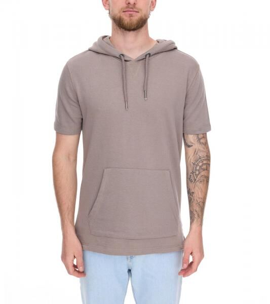 EIGHT2NINE Herren Kapuzen-Pullover kurz&auml;rmliger Baumwoll-Hoodie T-Shirt Hoody Sommer-Hoody H10014L22462AEN 21300 Hellbraun