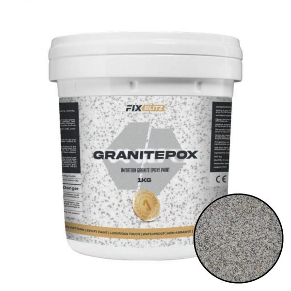 GRANITEPOX Epoxidfarbe in Granitoptik (1 kg) (Dunkelgrau) – Professionelle Zweikomponenten-Bodenbeschichtung im Großhandel WIEDER LIEFERBAR