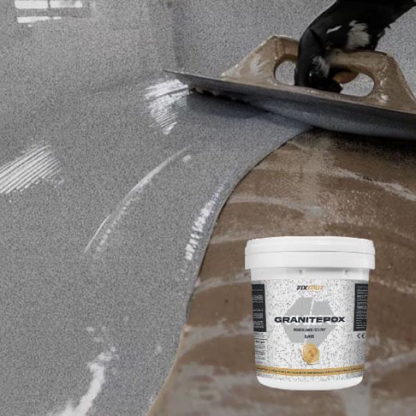 GRANITEPOX Epoxidfarbe in Granitoptik (1 kg) (Dunkelgrau) – Professionelle Zweikomponenten-Bodenbeschichtung im Großhandel WIEDER LIEFERBAR