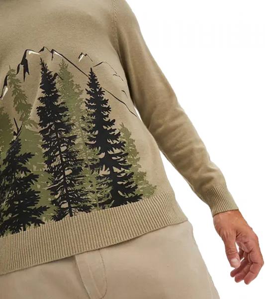Herren Feinstrick-Pullover Rundhals-Pullover mit Wald und Berge-Muster Winter-Pulli Gro&szlig;e Gr&ouml;&szlig;en 971556 Khaki