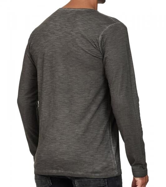 Herren Langarm-Shirt mit Adler Print Sommer-Baumwoll-Longsleeve Freizeit-Pullover R-10143 Grau