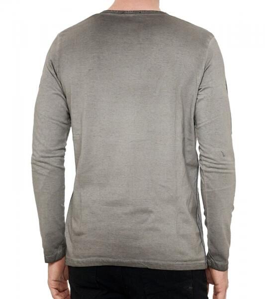 Herren Longsleeve mit gro&szlig;em Schriftzug Baumwoll-Langarm-Shirt Sommer-Pullover Freizeit-Shirt R-10155 Dunkelgrau