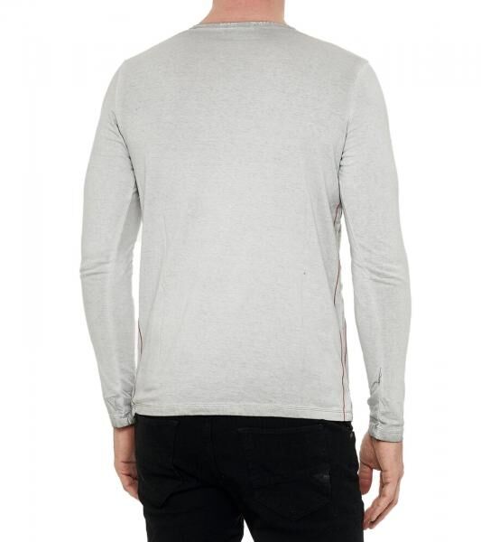 Herren Longsleeve mit gro&szlig;em Schriftzug Baumwoll-Langarm-Shirt Sommer-Pullover Freizeit-Shirt R-10155 Grau