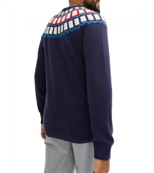 Herren Strick-Pullover mit geometrischen Muster Freizeit-Sweater 920675 Blau
