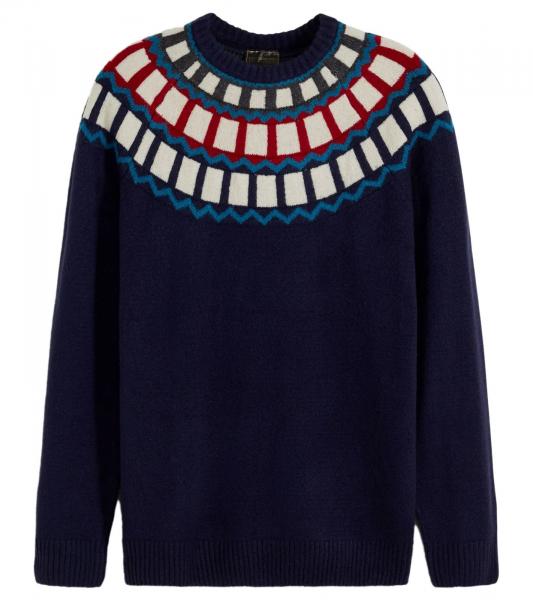 Herren Strick-Pullover mit geometrischen Muster Freizeit-Sweater 920675 Blau