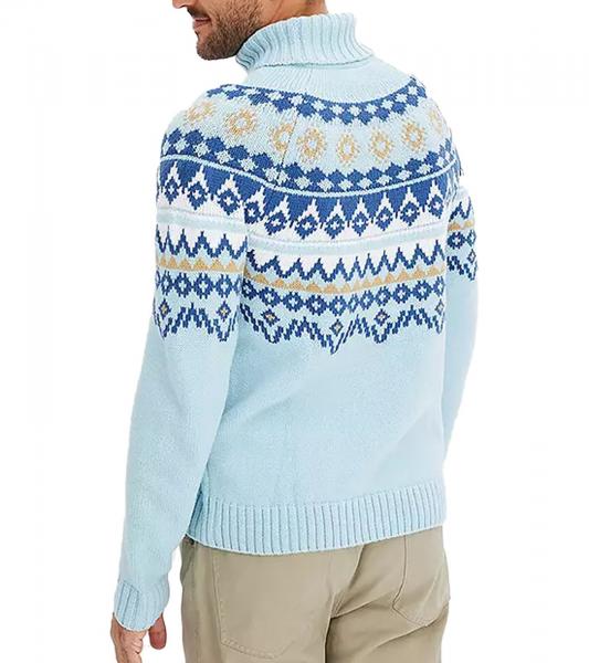 Herren Strick-Pullover mit geometrischen Muster Freizeit-Sweater Gro&szlig;e Gr&ouml;&szlig;en 955017 Blau