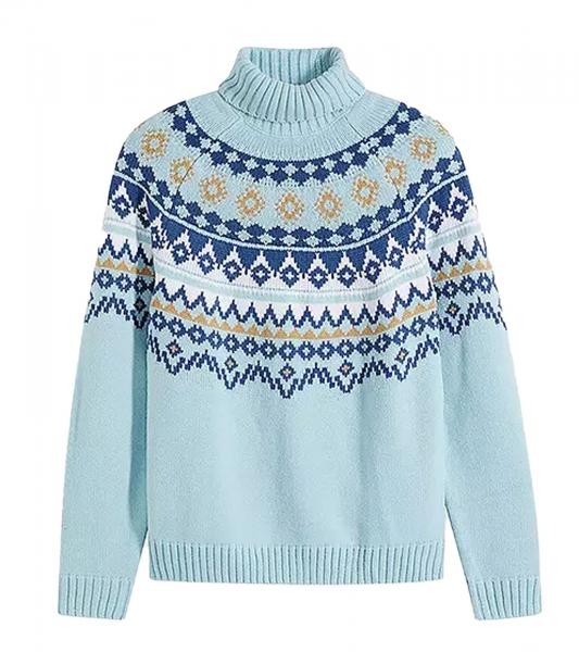 Herren Strick-Pullover mit geometrischen Muster Freizeit-Sweater Gro&szlig;e Gr&ouml;&szlig;en 955017 Blau