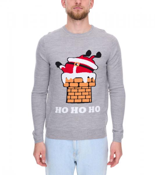 Herren Strick-Pullover Ugly Christmas Sweater mit weihnachtlichem Muster Weihnachts-Pullover Freizeit-Sweater 979440 Grau