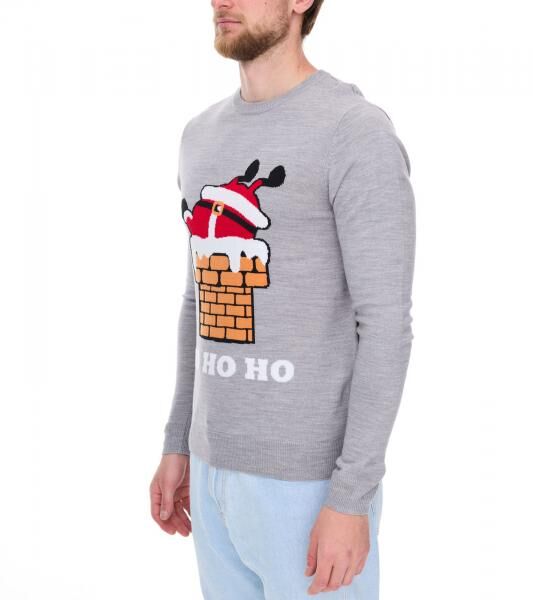 Herren Strick-Pullover Ugly Christmas Sweater mit weihnachtlichem Muster Weihnachts-Pullover Freizeit-Sweater 979440 Grau