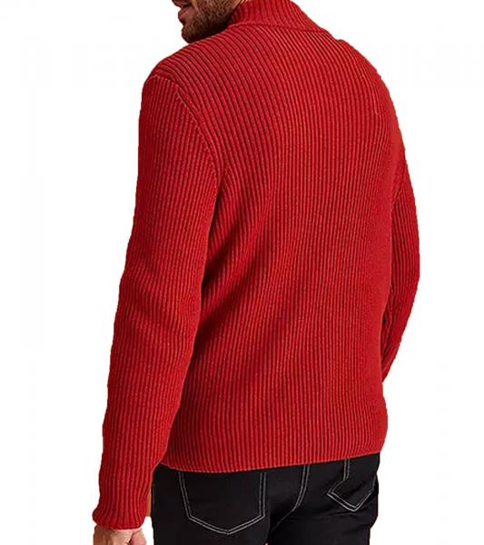Herren Strick-Troyer klassischer Strick-Pulli mit Rei&szlig;verschluss Langarm-Pullover Gro&szlig;e Gr&ouml;&szlig;en 978933 Rostrot