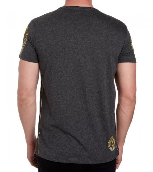 Herren T-Shirt mit "Born with a Purpose" Print Baumwoll-Shirt Rundhals-Shirt R-15216 Dunkelgrau meliert