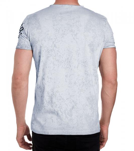 Herren T-Shirt mit Plunderer & Exploiter Print Baumwoll-Shirt Rundhals-Shirt R-15191 Grau